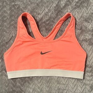 Nike Women's Bright Coral and Gray Sports Bra